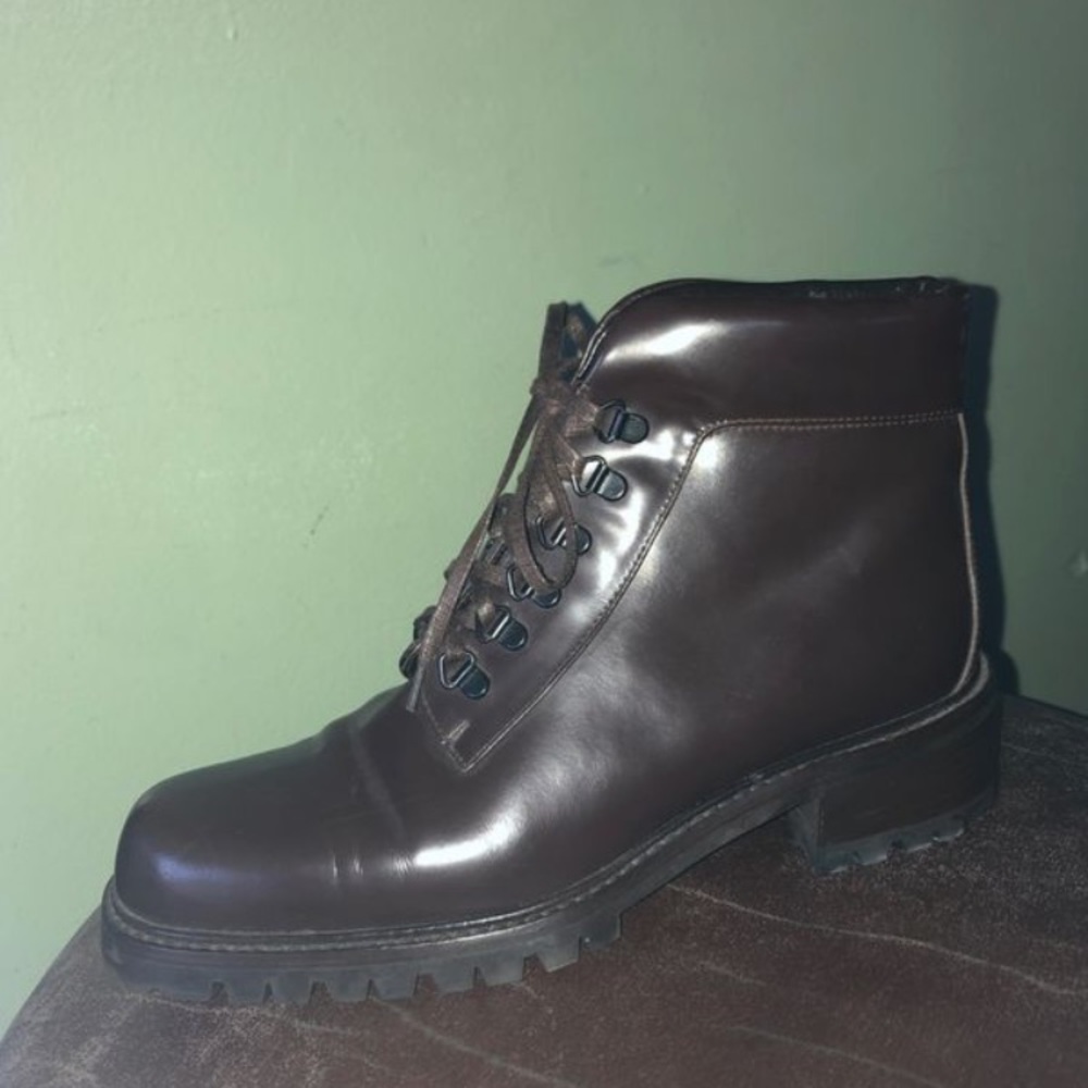 Prada brown leather combat boots - Picture 3 of 4